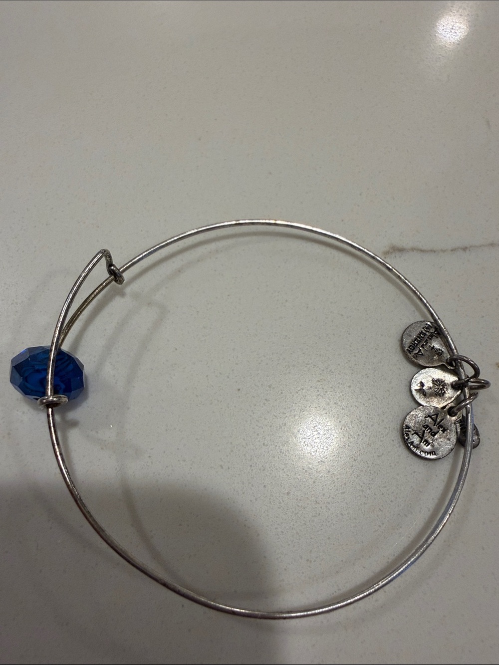 Alex and Ani Blue Crystal Charm Bangle Bracelet